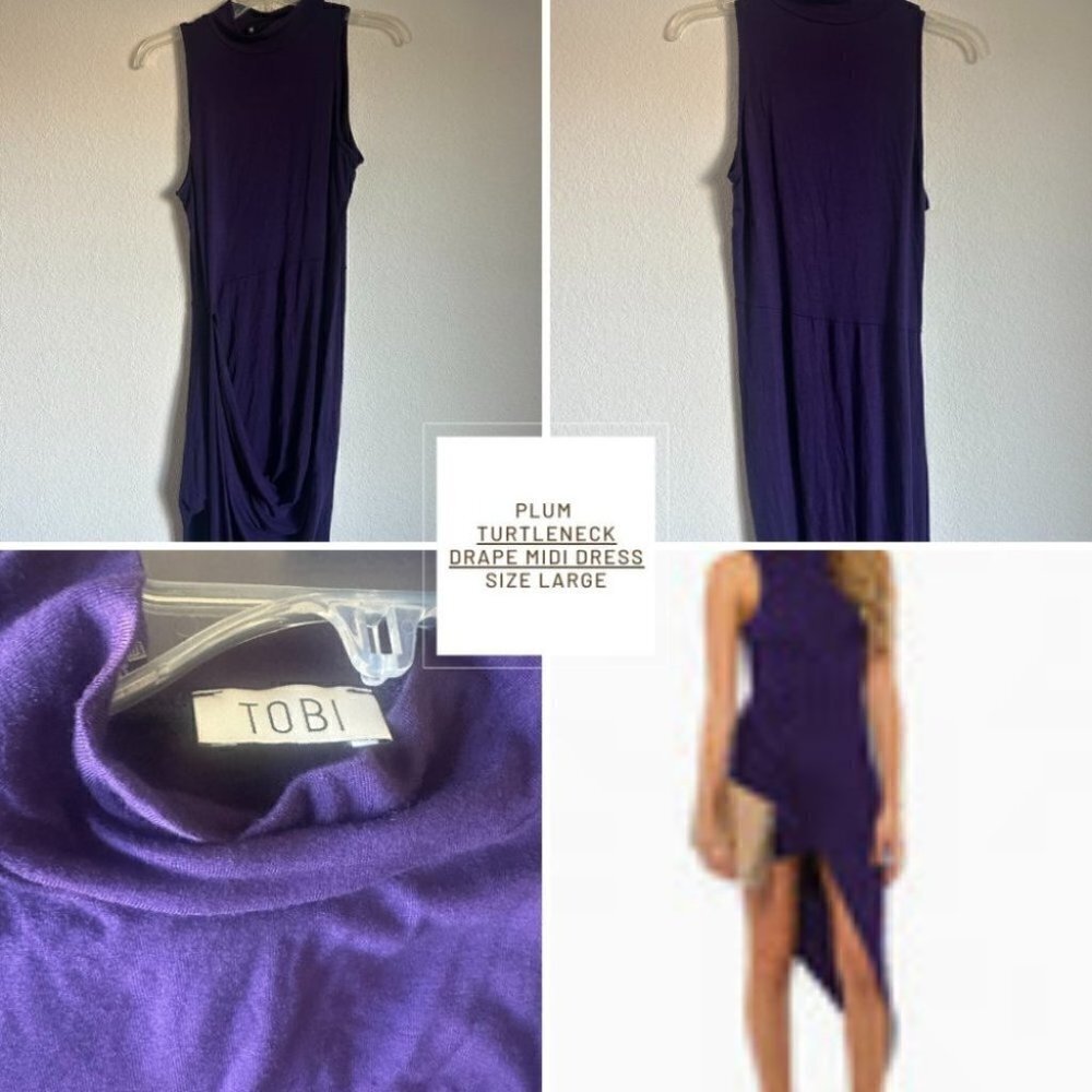 Tobi Turtleneck Plum Drape Midi Dress​​
